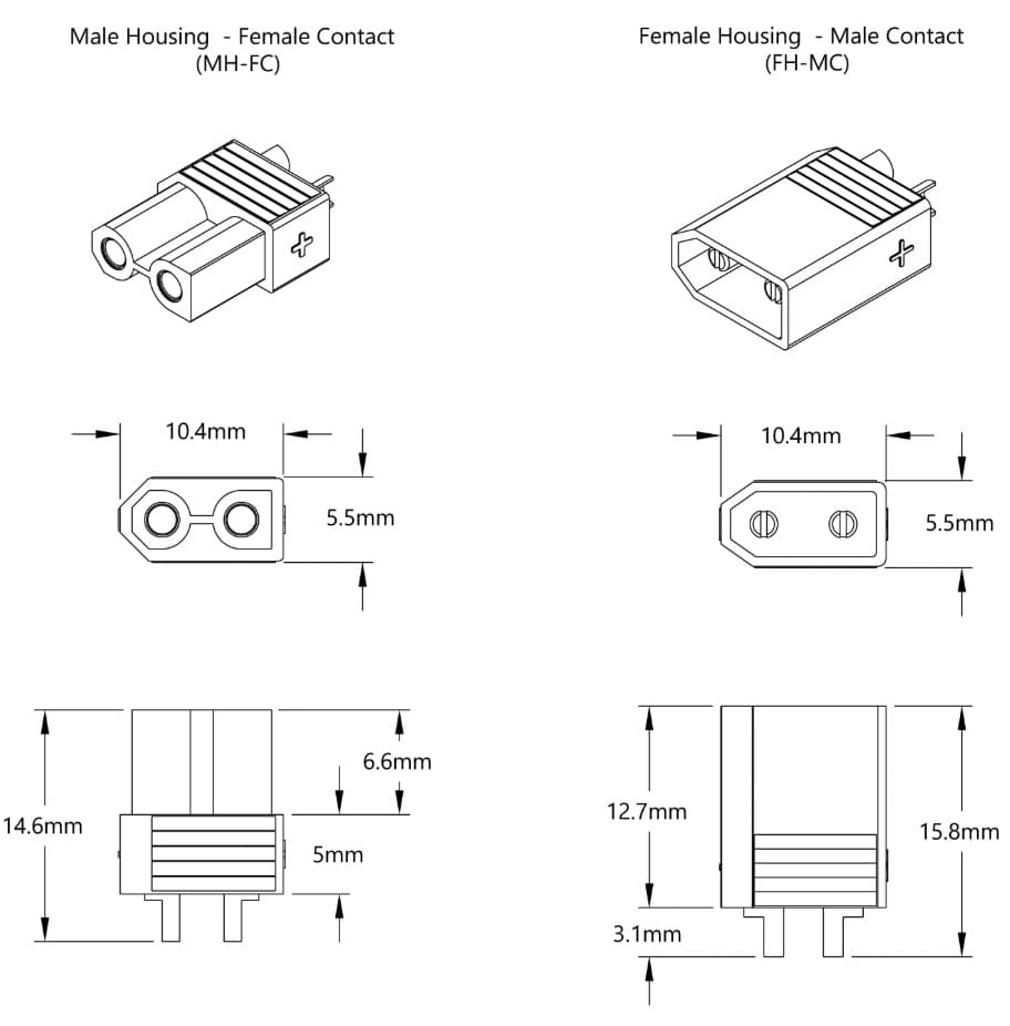 XT30 Konektör Set (1 Erkek + 1 Dişi)