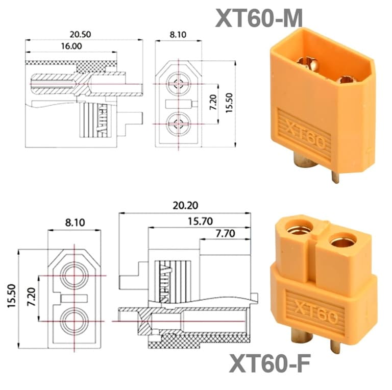 XT60 Konektör Set (1 Erkek + 1 Dişi)